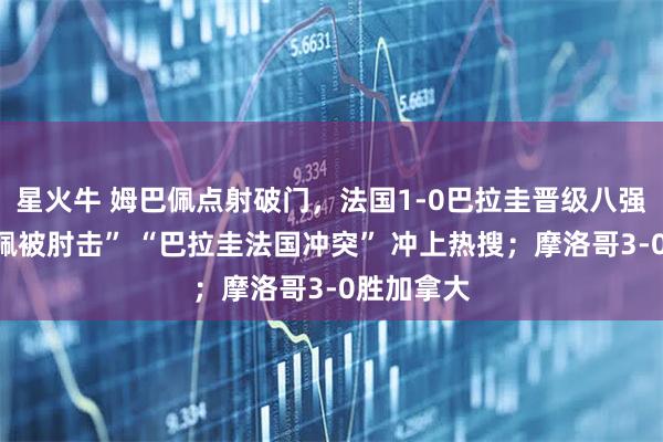 星火牛 姆巴佩点射破门,法国1-0巴拉圭晋级八强!“姆巴佩被肘击” “巴拉圭法国冲突” 冲上热搜;摩洛哥3-0胜加拿大